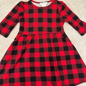 Red and Black Plaid Stretchy Dress